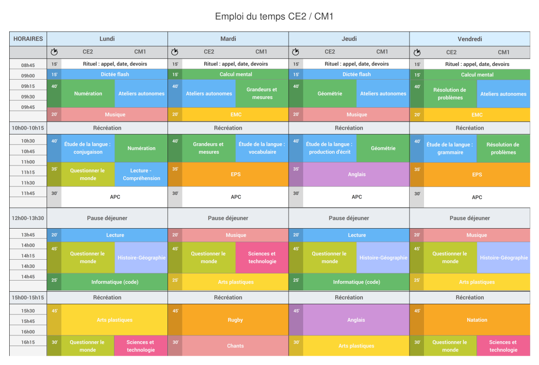 Emploi du temps généré